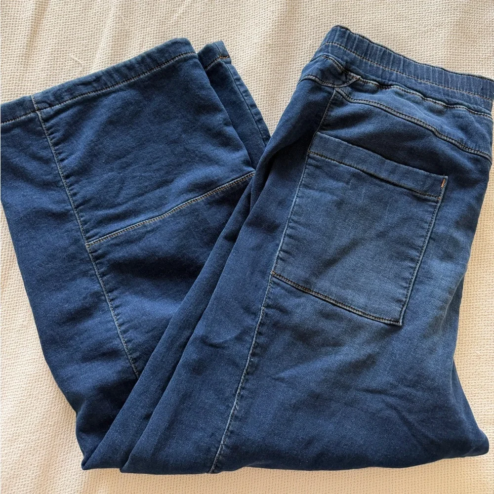 Anthropologie Pilcro Pull On Barrel Wide-Leg Blue Denim Jeans - Picture 5 of 8